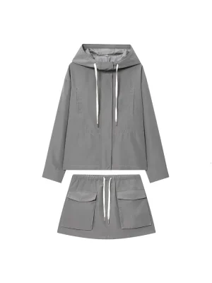 Women’s Hooded Jacket & Skirt Pants Set