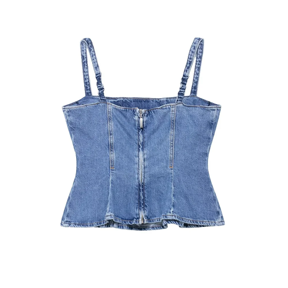 Women’s Denim Suspender Top - Image 2
