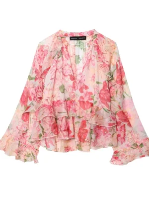 Women’s Printed V-Neck Loose Top