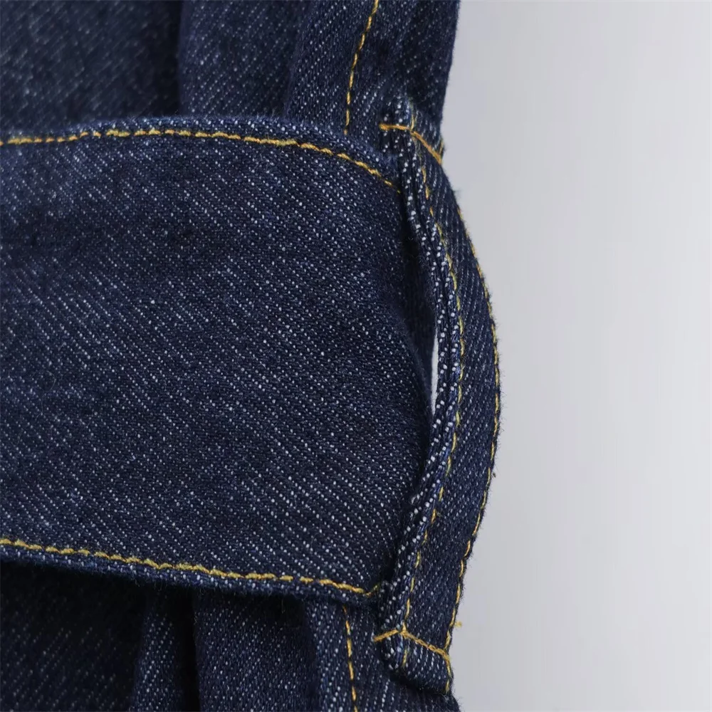 Women’s Denim Belted Short Trench Jacket - Image 5