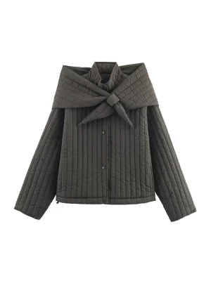 Women’s Cotton Jacket with Detachable Scarf