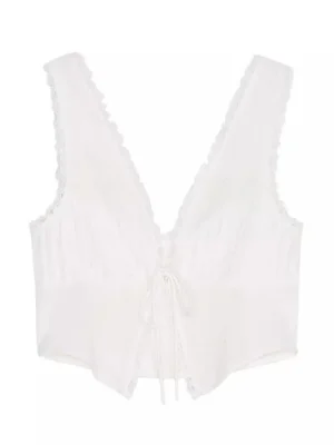 Women’s Fashion Bow Strap Sheer V-Neck Tank Top