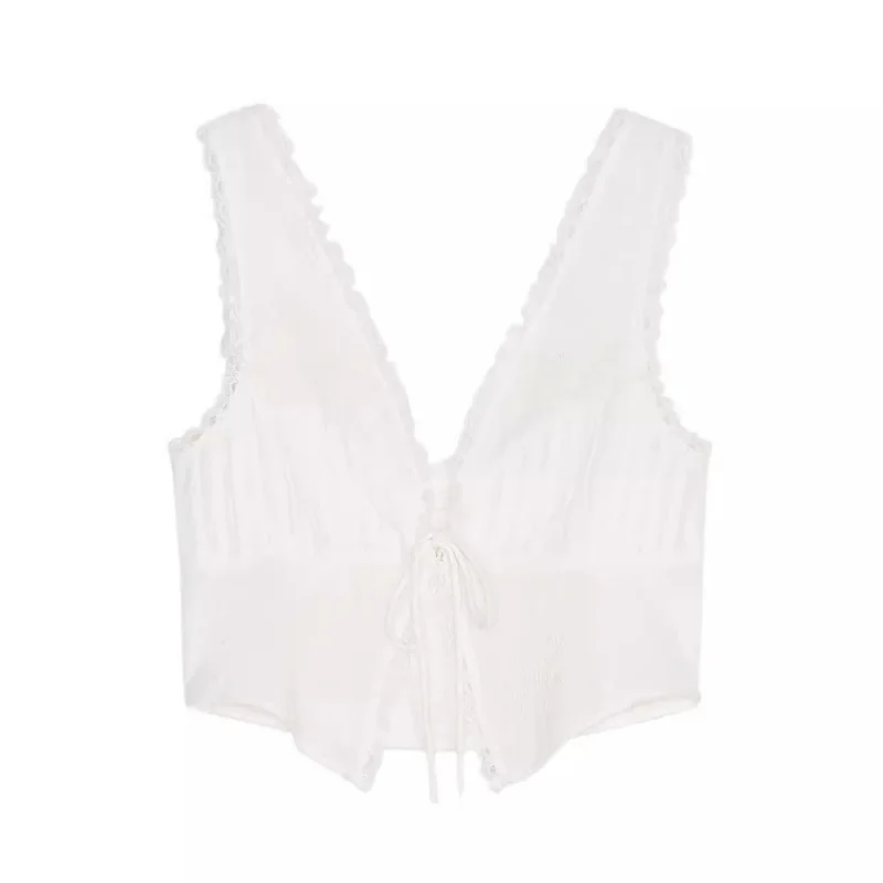 Women’s Fashion Bow Strap Sheer V-Neck Tank Top