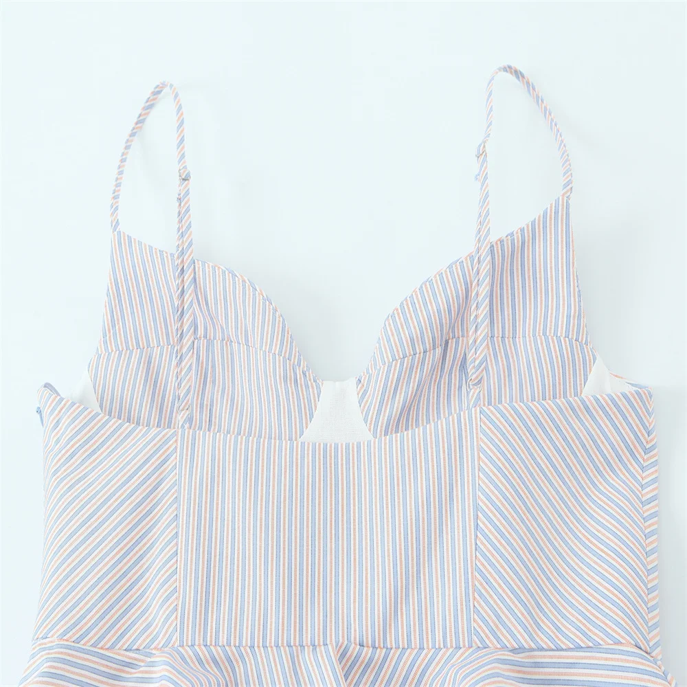 Women’s Fluffy Striped Poplin Strap Top - Image 5