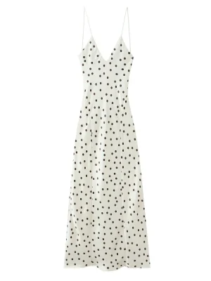 V-Neck Polka Dot Camisole Midi Dress