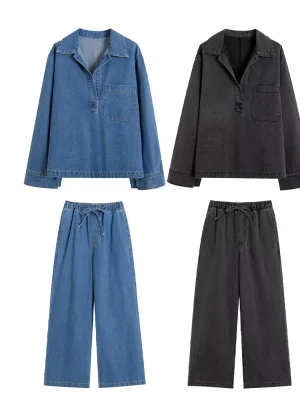 Loose Long-Sleeve Cowboy Outfit for Women