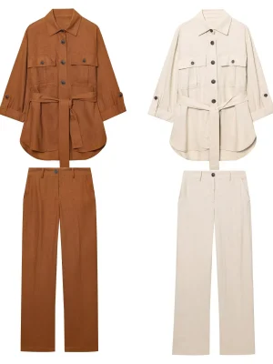 Women’s Fashion Shirt & Straight-Leg Pants Set