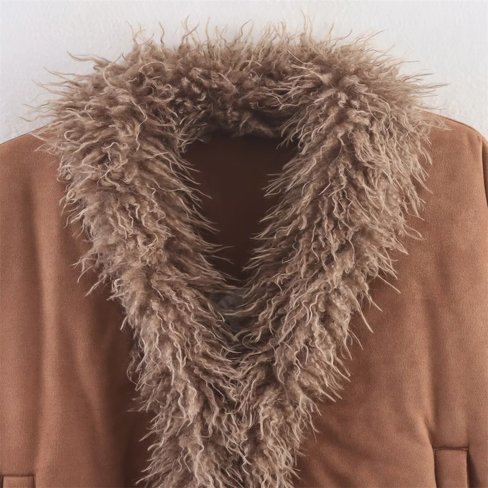 Women’s Autumn Faux Fur Collar Cotton Jacket - Image 3