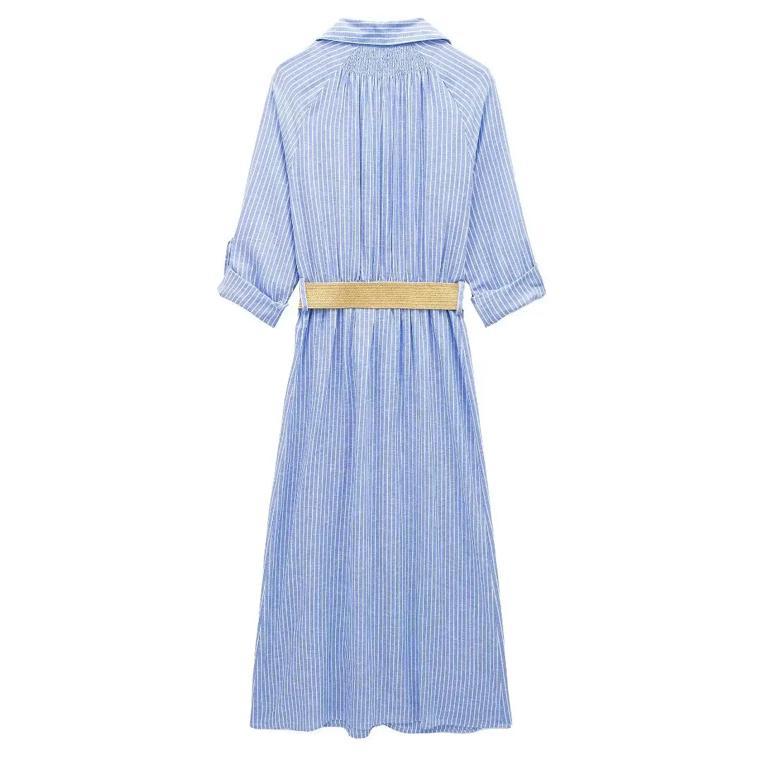 Women’s Versatile Belted Shirt Summer Dress - Image 4