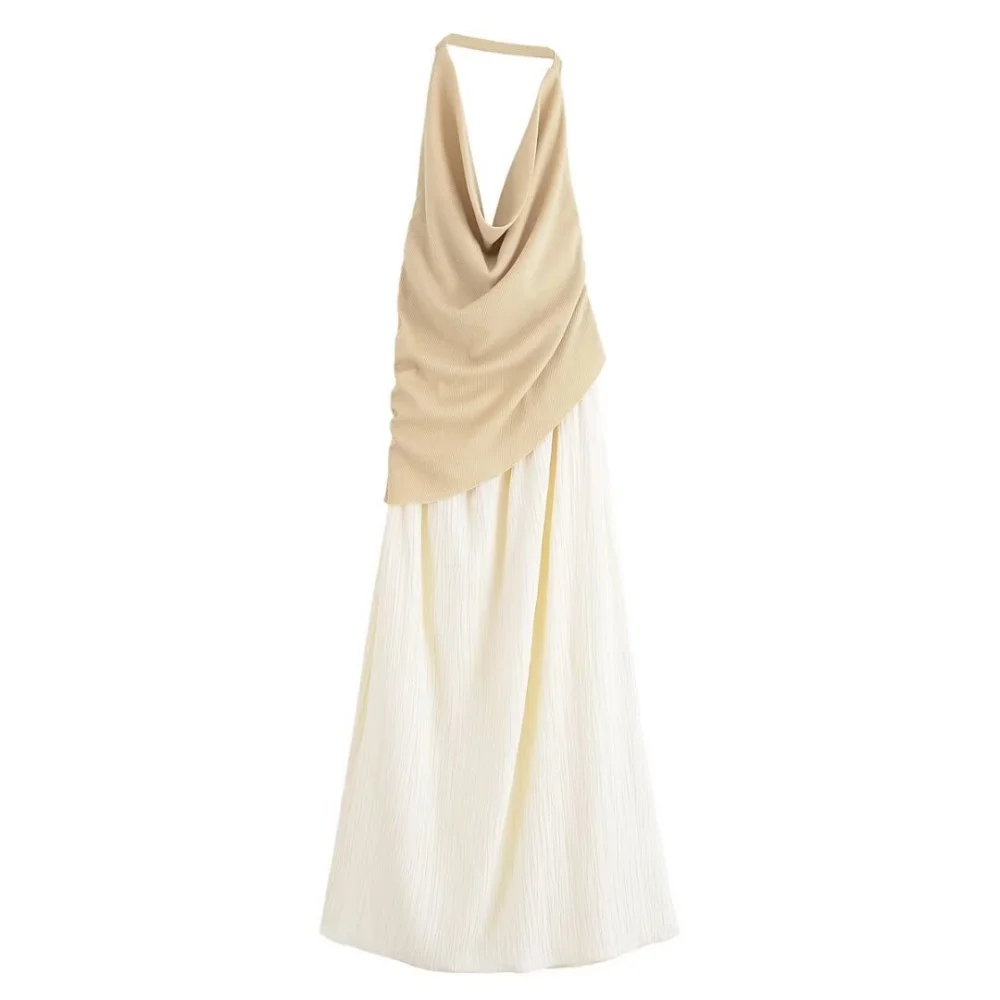 Women’s Contrast Halter Neck Maxi Dress