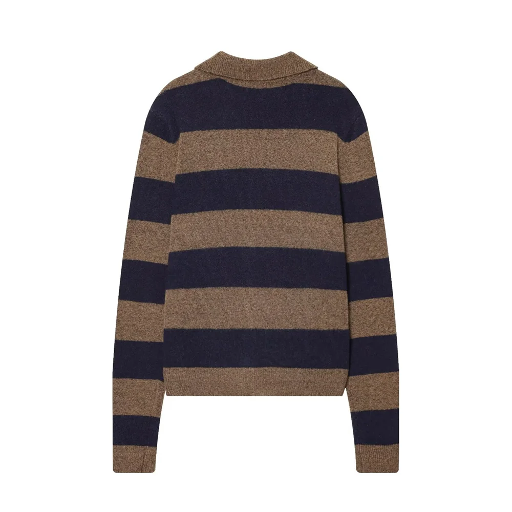Women’s College Style Striped Knit Sweater - Image 2