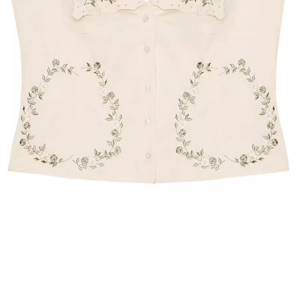 Women’s V-Neck Vest with Floral Embroidery - Image 5