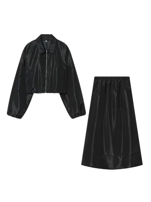 Women’s Zipper Coat & Midi Skirt Set