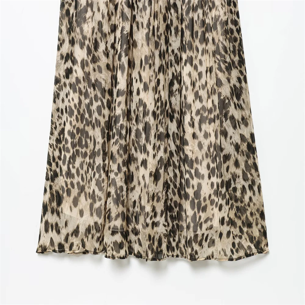 Women’s Autumn Animal Print Midi Skirt with Belt - Image 6