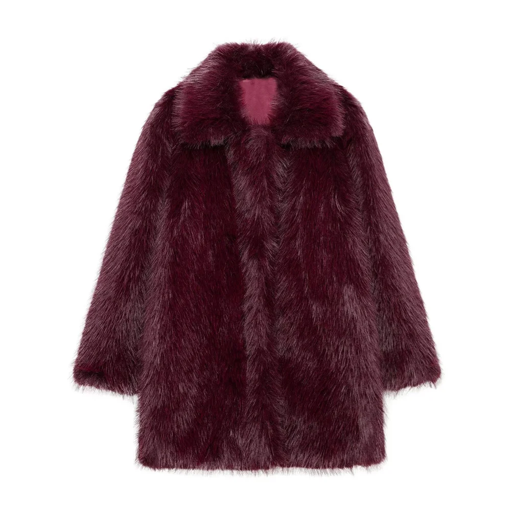 Women’s Thick Furry Flip Collar Warm Coat - Image 5