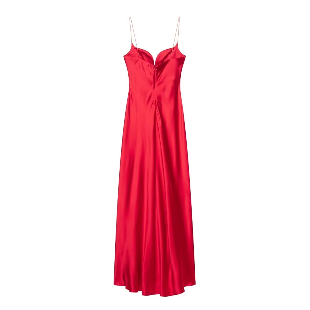 Women’s Silk-Texture Slim Fit Heart Collar Dress - Image 3