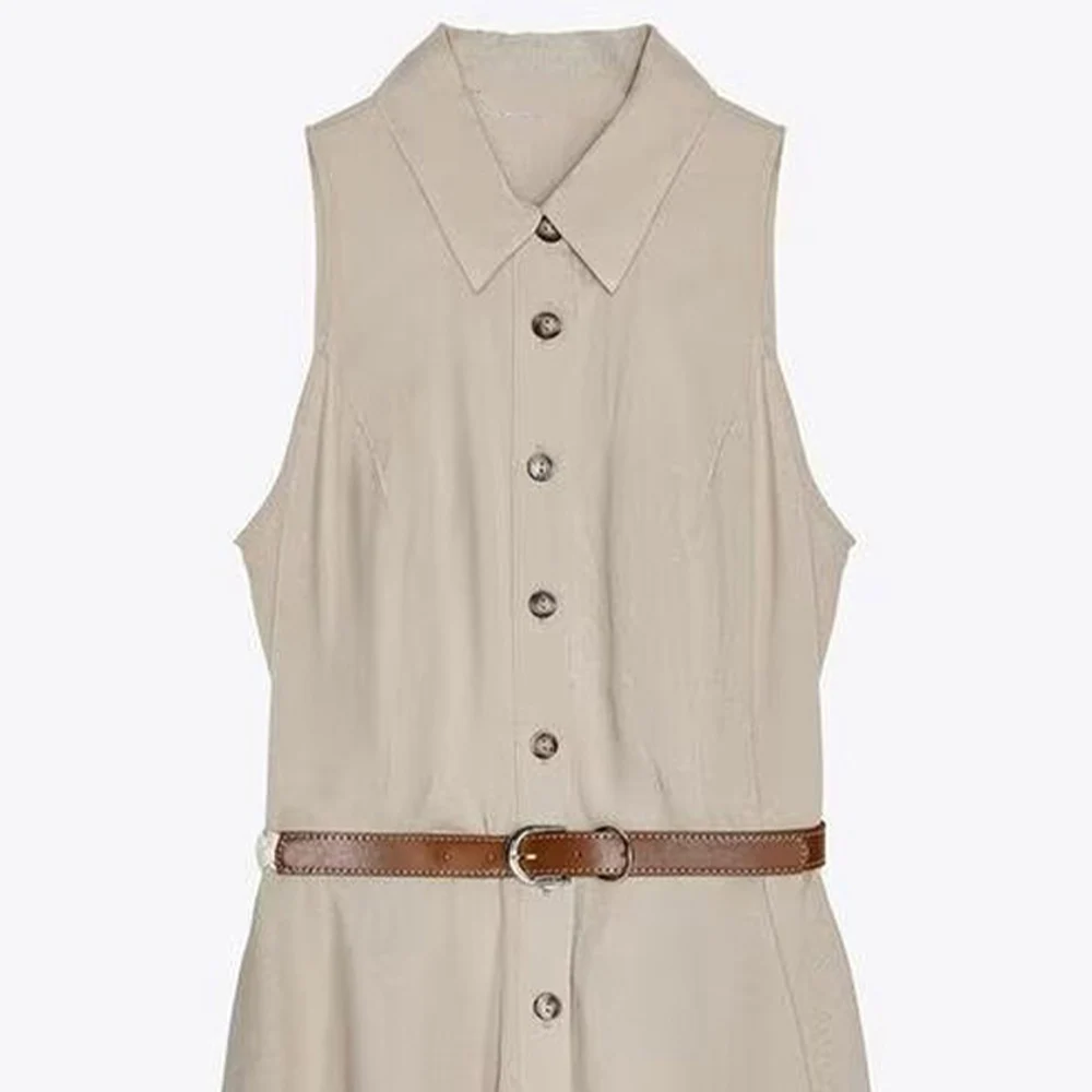 Women’s Sleeveless Mini Dress with Waistband - Image 3