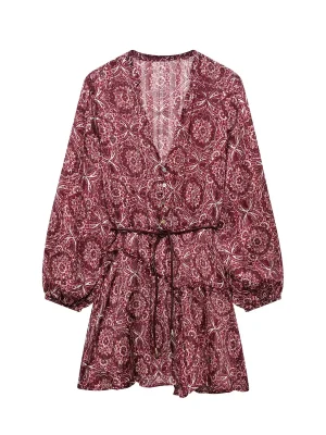 Summer Casual V-Neck Belted Dress for Women