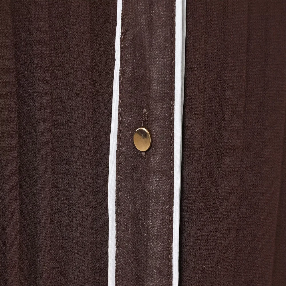 French Style Belted Pleated Midi Dress - Image 4