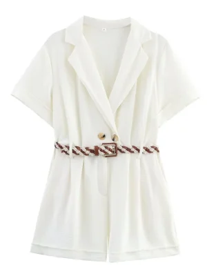 Lapel Button Summer Jumpsuit