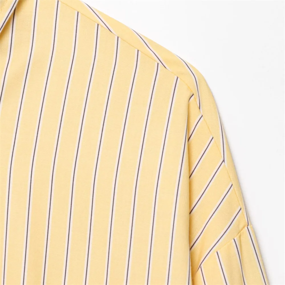 Women’s Striped Single-Breasted Collar Shirt - Image 4