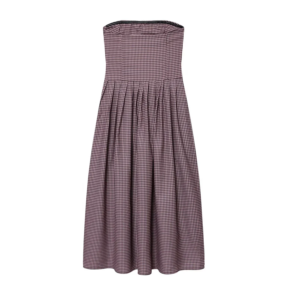 Women’s Elegant Plaid Camisole Dress - Image 2