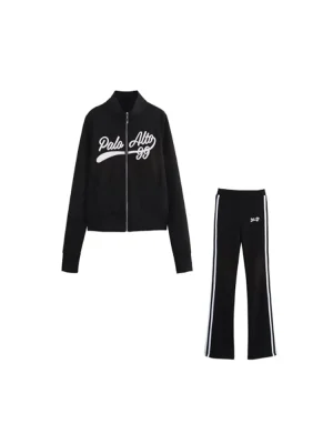 Women’s Autumn Embroidered Jacket & Flared Pants Set