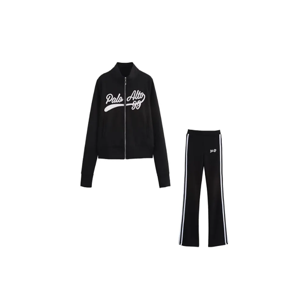 Women’s Autumn Embroidered Jacket & Flared Pants Set