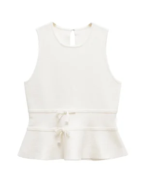 Women’s Knitted Top with Bow & Skirt-Style Hem