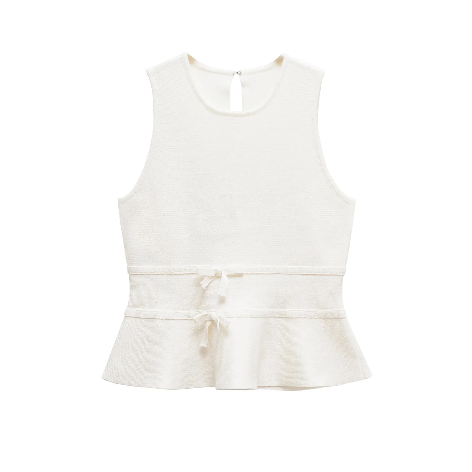 Women’s Knitted Top with Bow & Skirt-Style Hem