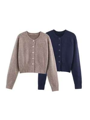 Women’s Autumn Contrast Trim Knit Jacket