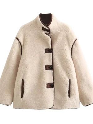 European Style Fleece Inlay Loose Short Jacket