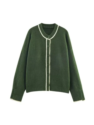 Women’s Autumn Contrast Trim Knit Jacket