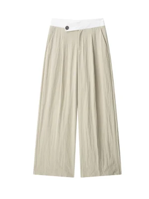 Women’s French Pleated High-Waist Wide-Leg Summer Pants