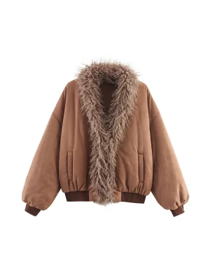 Women’s Autumn Faux Fur Collar Cotton Jacket