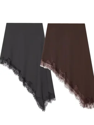 Women’s Asymmetric Lace-Trim Mini Skirt