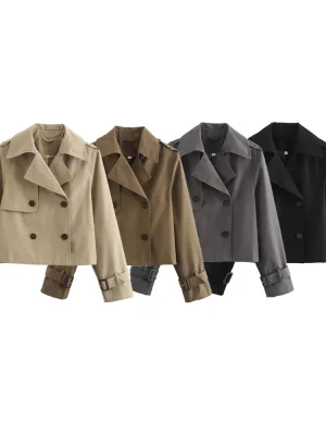 Autumn Button Detail Short Windbreaker Jacket