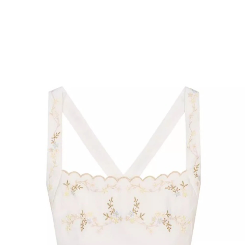 Fashionable Strap Tank Top with Flower Embroidery - Image 3