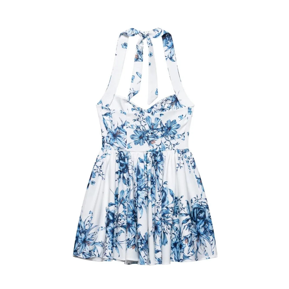 Floral Halter Neck Backless Mini Dress - Image 2