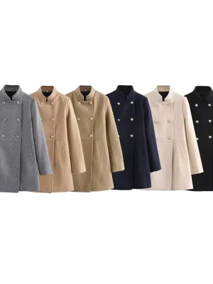 Women’s Double-Breasted Stand Collar Coat