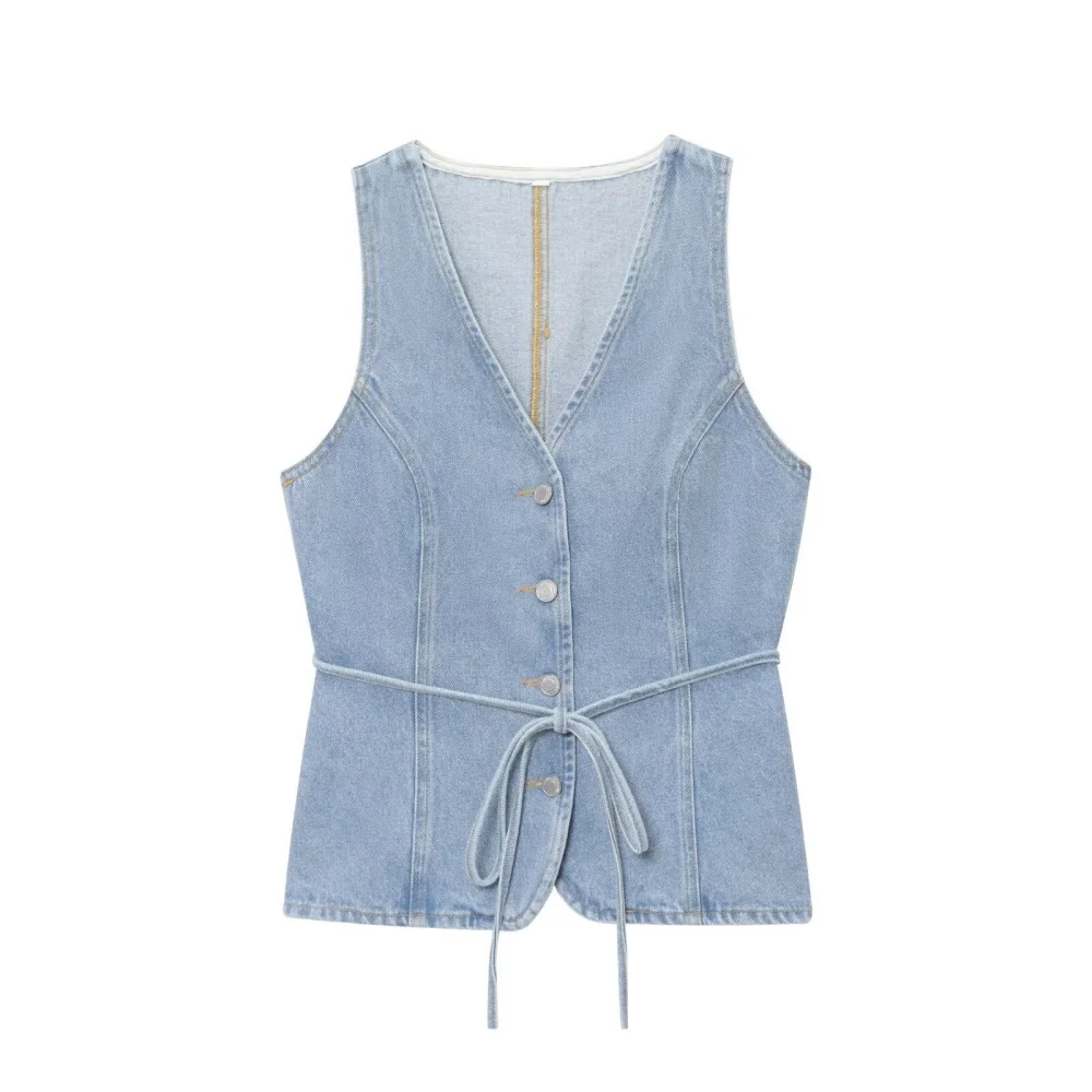 Denim Vest & Wide Leg Jeans Set - Image 2