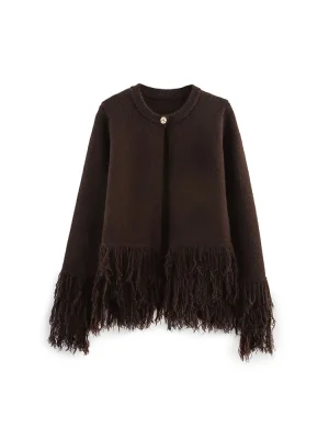 Women’s Autumn Tassel Button Knit Jacket