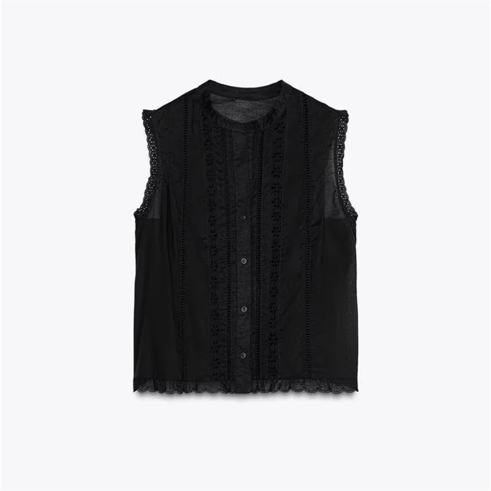 Women’s Lace Hollow Embroidered Sleeveless Tank - Image 2