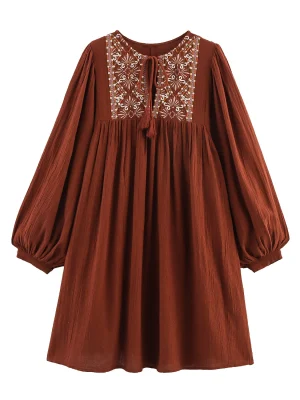 Women’s Loose Casual Embroidered Dress