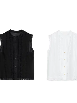 Women’s Lace Hollow Embroidered Sleeveless Tank