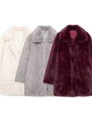 Women’s Thick Furry Flip Collar Warm Coat