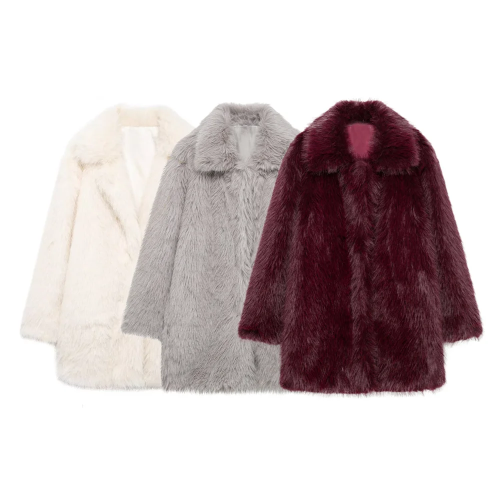 Women’s Thick Furry Flip Collar Warm Coat