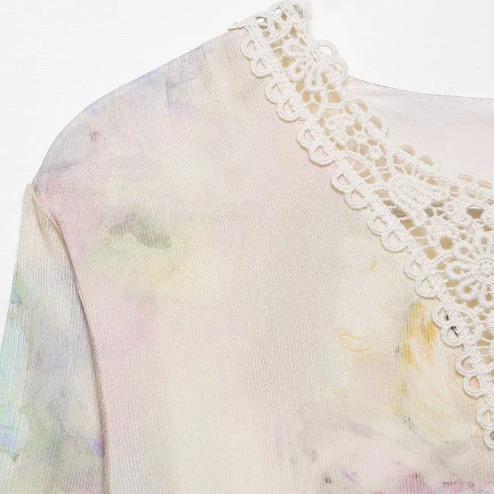 Crochet Hollow Layered Mini Dress - Image 3