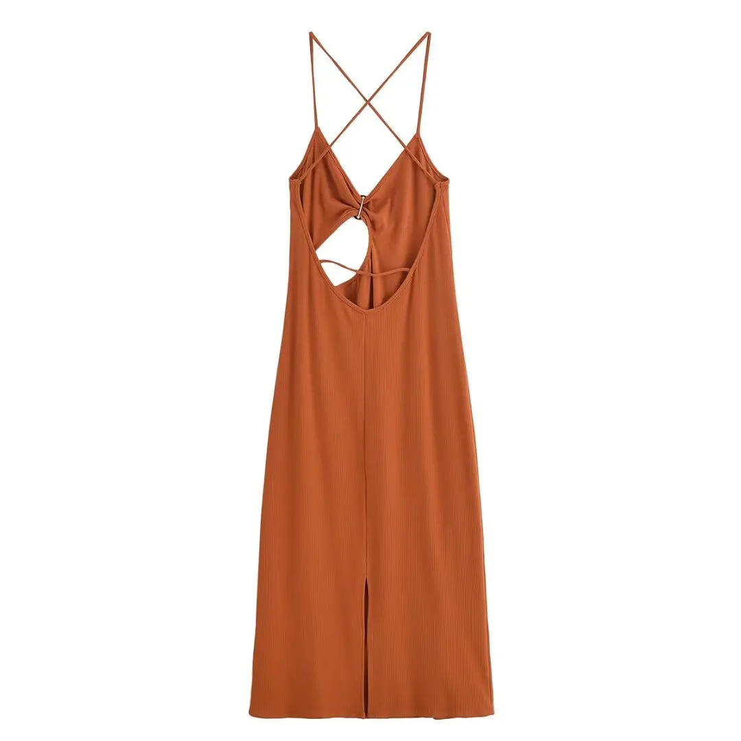 Women’s Hollow Knitted Backless Summer Dress - Image 2