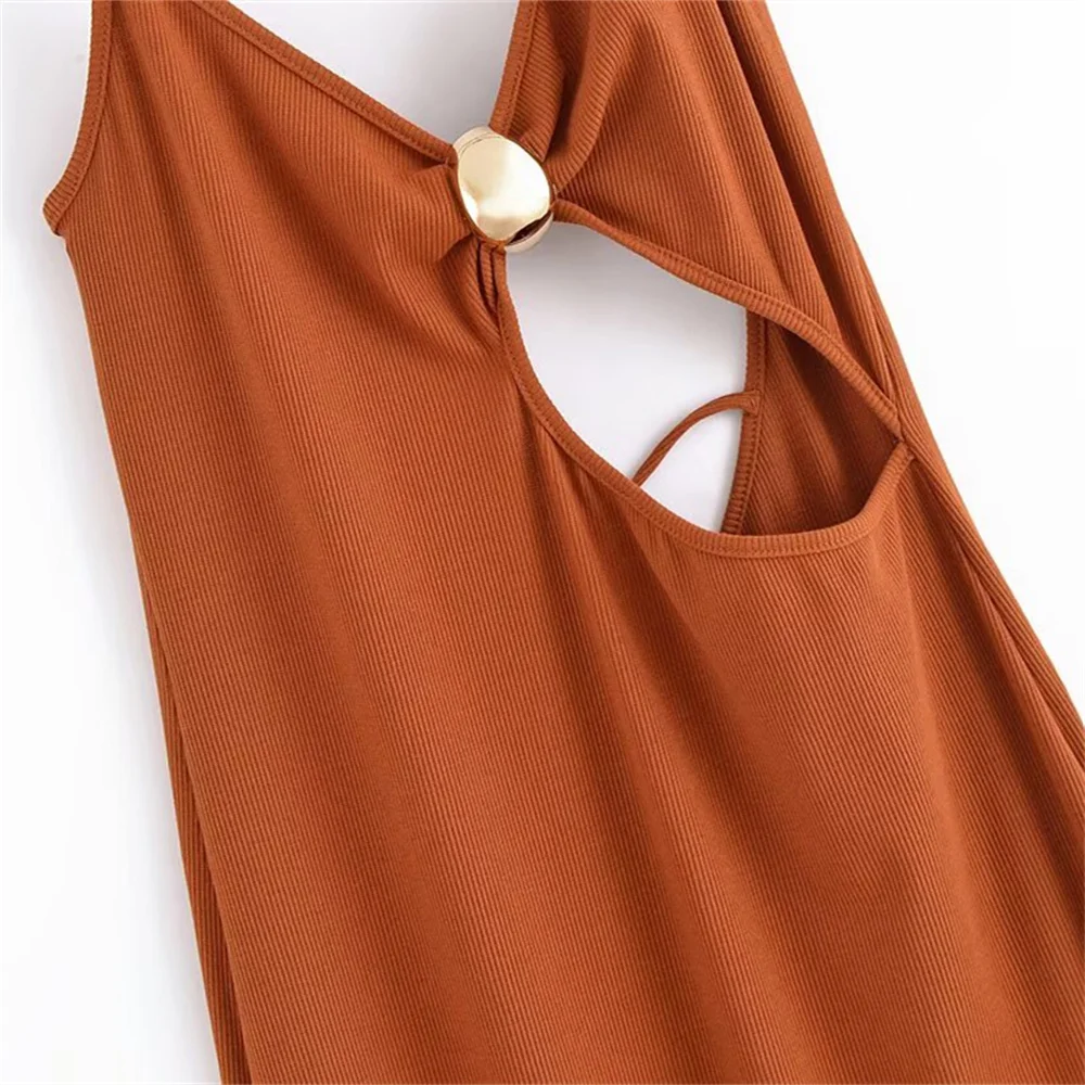 Women’s Hollow Knitted Backless Summer Dress - Image 4